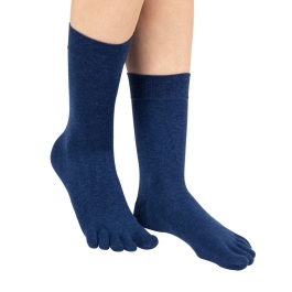 TOETOE® Socks - Wool Mid-Calf Toe Socks Denim Blue