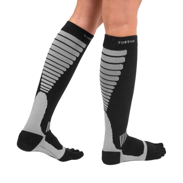 TOETOE® Socks - Compression Knee-High Black&Grey
