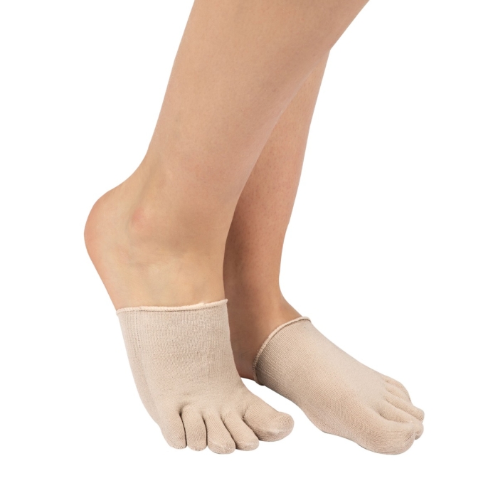 TOETOE® Socks - Silk Half Toe Socks Beige Small
