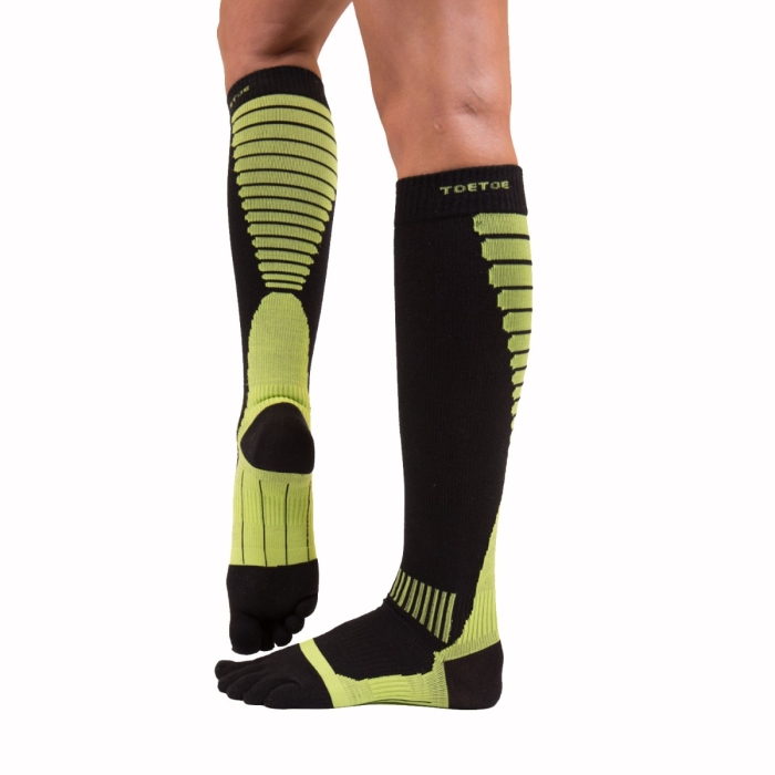 TOETOE® Socks - Compression Knee High Toe Socks Black Green