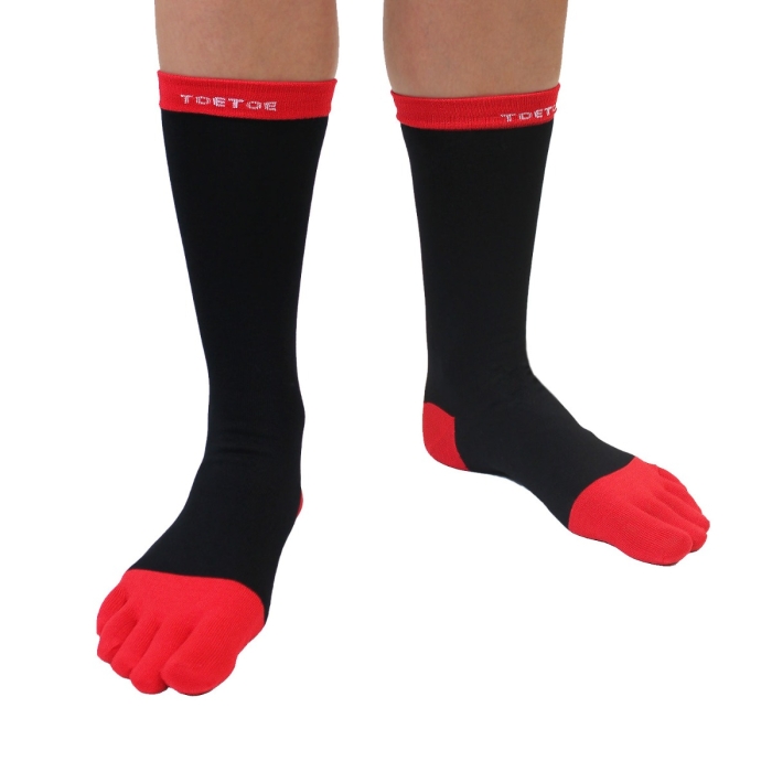 TOETOE® Socks - Men Business Toe Socks Black Red Unisize