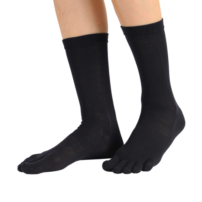 TOETOE® Socks - Silk Mid-Calf Toe Socks Black