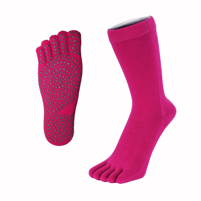 TOETOE® Socks - Anti-Slip Sole Mid-Calf Toe Socks Fuchsia Small