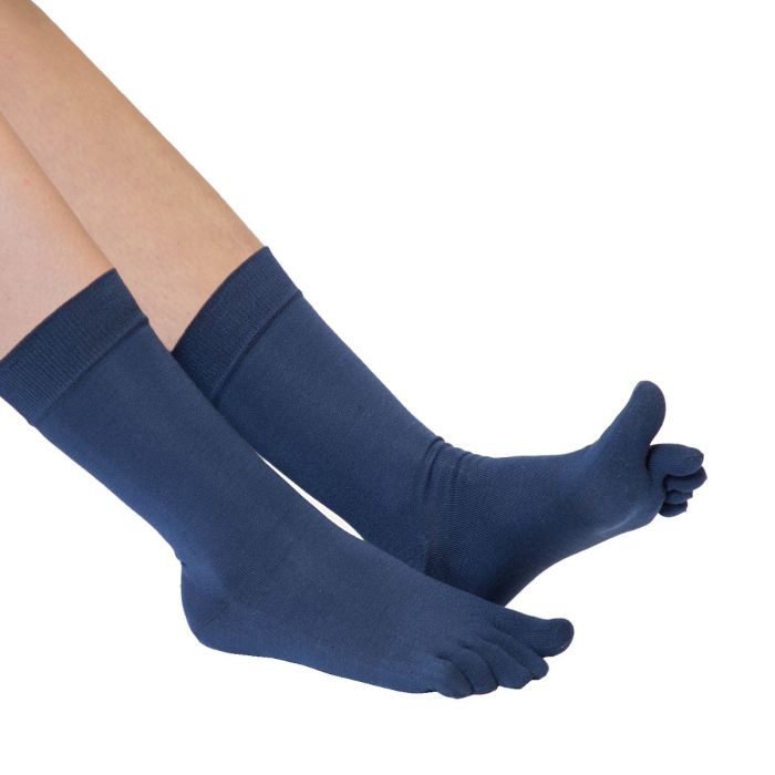 TOETOE® Socks - Silk Mid-Calf Toe Socks Navy