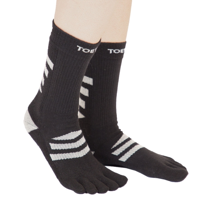 TOETOE® Socks - 3D Wool Terry Walker Toe Socks Black Grey
